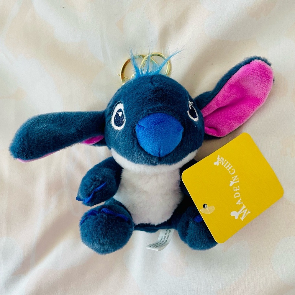 NWT - Unofficial Stitch Character Dark Blue/Navy and White Plush Keychain